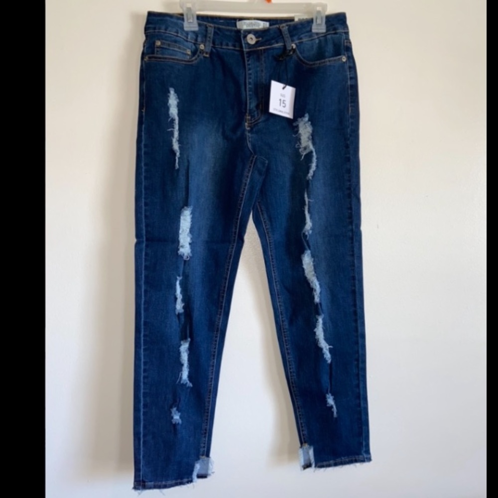twill denim jeans (dark distressed) multi sizes